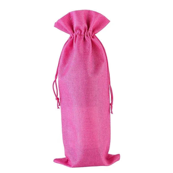 Linen Red Wine Burlap Bag with Drawstring Closure Pouch