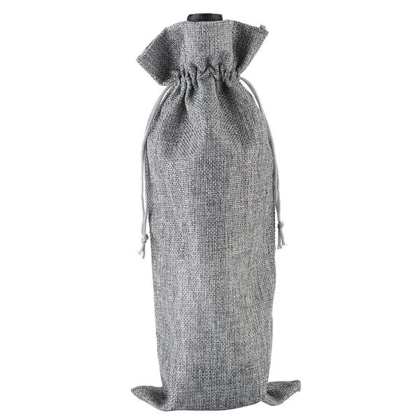 Linen Red Wine Burlap Bag with Drawstring Closure Pouch