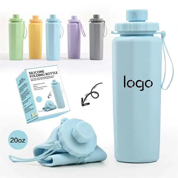 20oz Anti-Fall Foldable Silicone Water Bottle