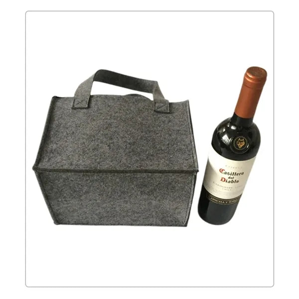 6 Bottle Wine Carrier With Divider Felt Storage Tote