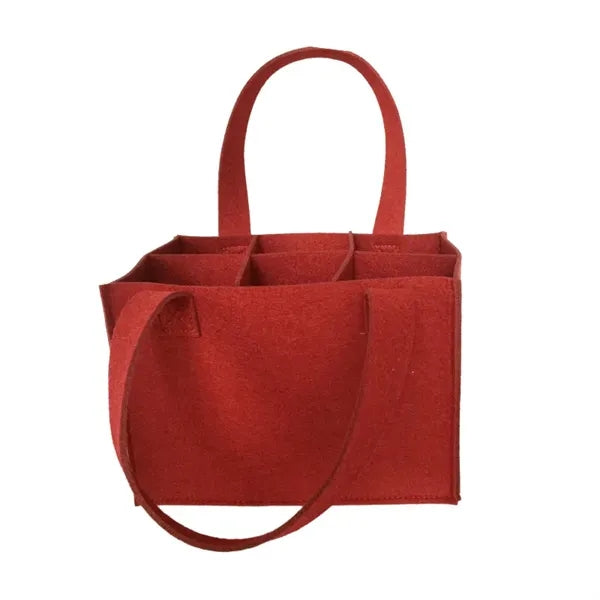 6 Bottle Wine Carrier With Divider Felt Storage Tote