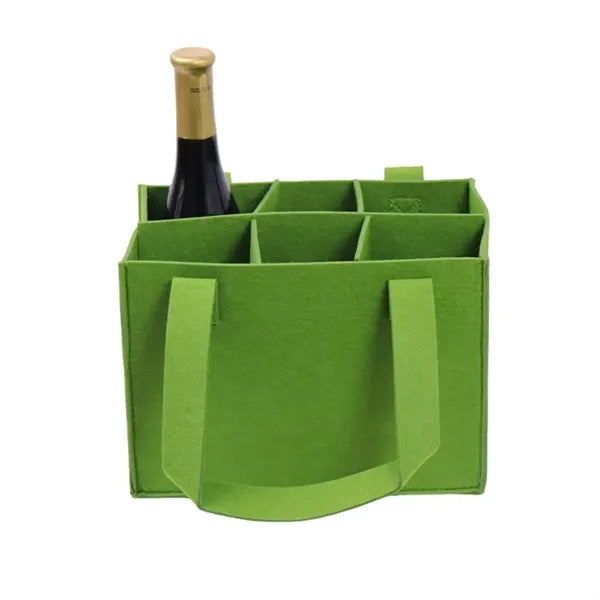 6 Bottle Wine Carrier With Divider Felt Storage Tote