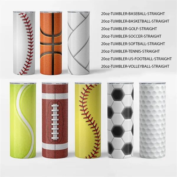 20oz Sports-Themed Stainless Steel Insulated Tumbler