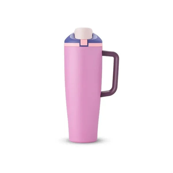 40oz Stainless Steel Tumbler with Handle & Locking Straw Lid