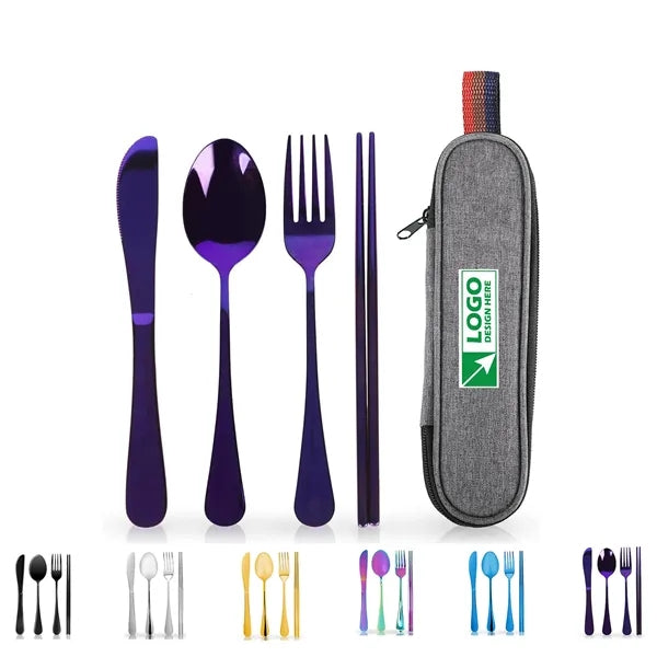 4 Set Travel Utensils with Storage Bag
