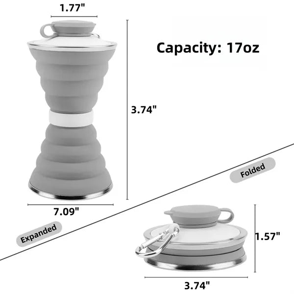 17oz Double-Fold Silicone Collapsible Water Cup