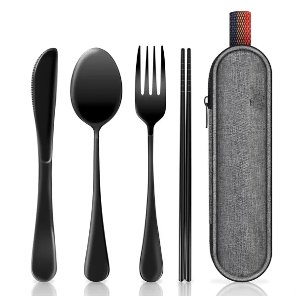 4 Set Travel Utensils with Storage Bag