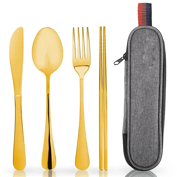 4 Set Travel Utensils with Storage Bag