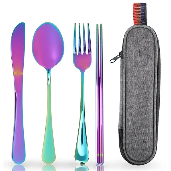 4 Set Travel Utensils with Storage Bag