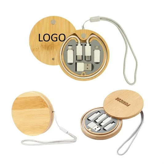6-in-1 Multi USB Charging Cable Set with Bamboo Storage Box