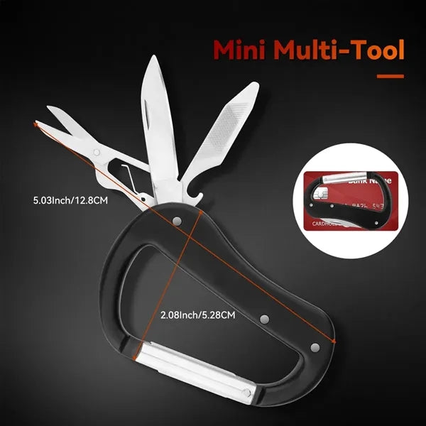Outdoor Multitool Carabiner with Pocket Knife Scissors