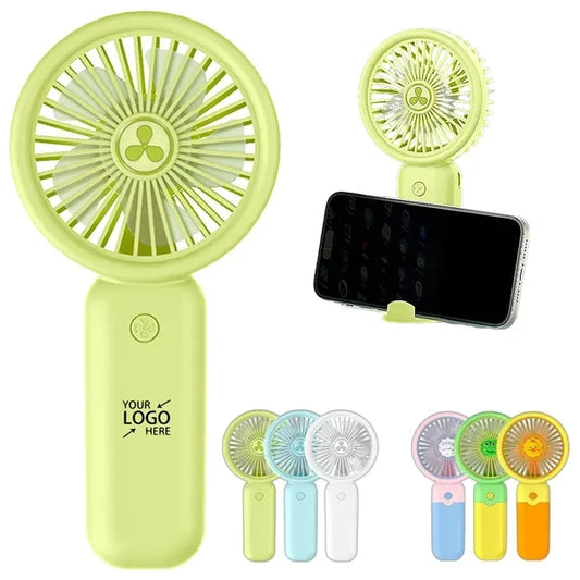 Mini Portable USB Rechargeable Desk Fan with Phone Holder