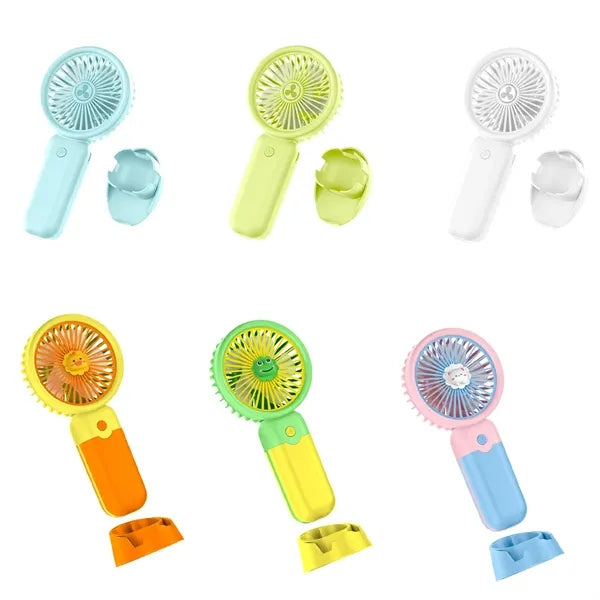 Mini Portable USB Rechargeable Desk Fan with Phone Holder