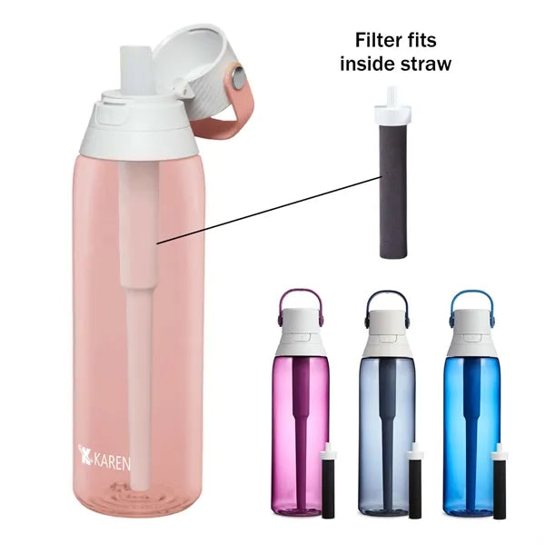 26oz Portable Plastic Filter Water Bottle w/ Straw