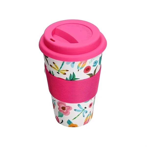14oz Silicone Sleeve Eco Bamboo Fiber Coffee Cup