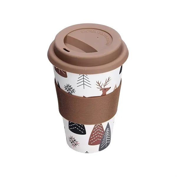 14oz Silicone Sleeve Eco Bamboo Fiber Coffee Cup