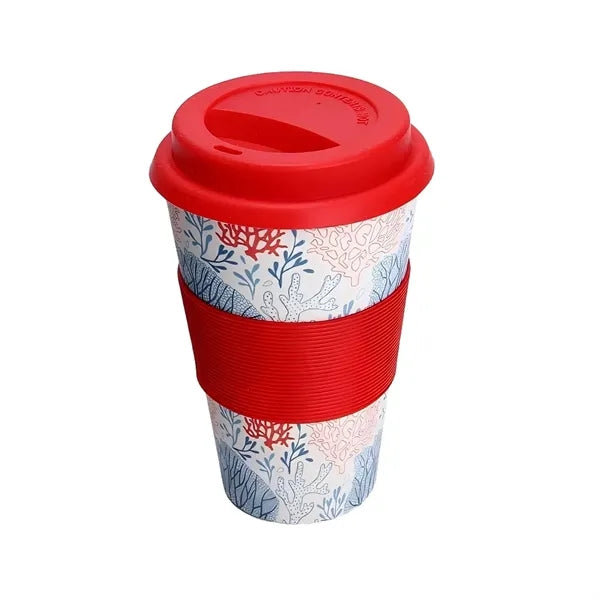 14oz Silicone Sleeve Eco Bamboo Fiber Coffee Cup