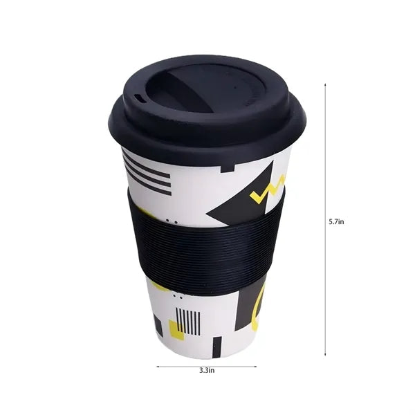 14oz Silicone Sleeve Eco Bamboo Fiber Coffee Cup