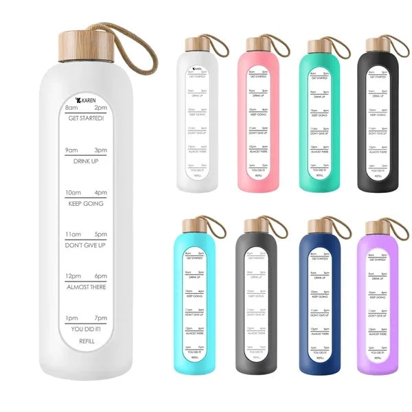 35oz Motivational Borosilicate Glass Water Bottle