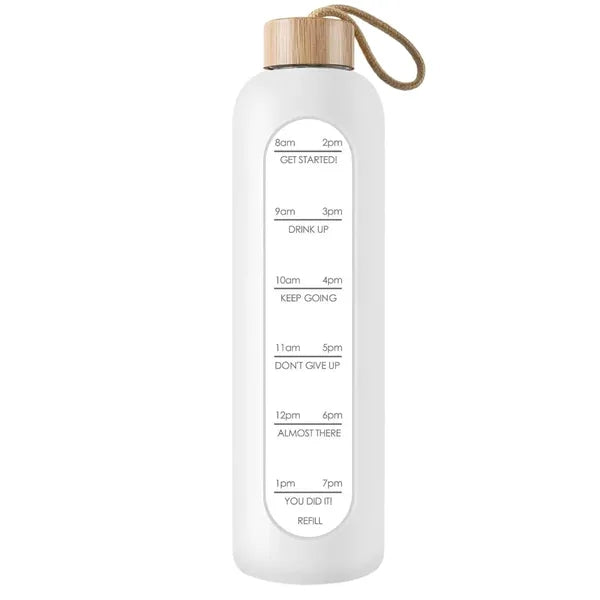 35oz Motivational Borosilicate Glass Water Bottle