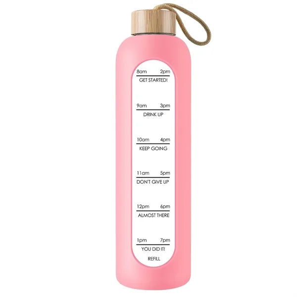 35oz Motivational Borosilicate Glass Water Bottle