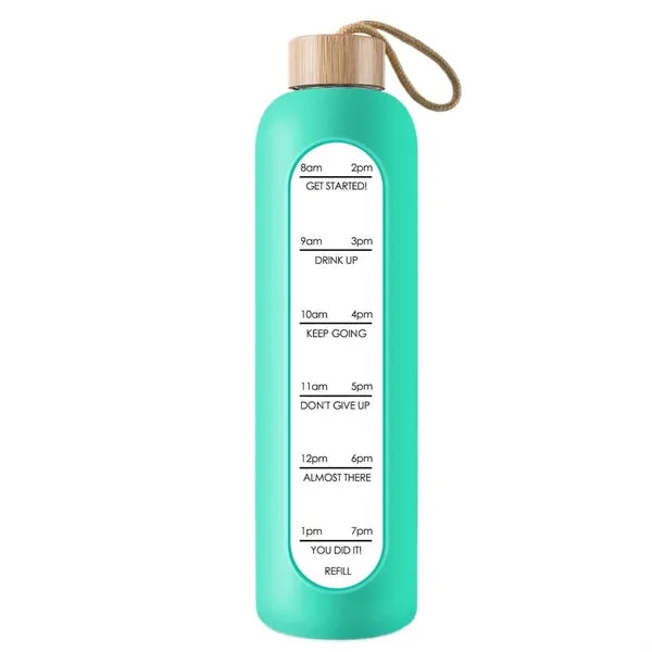 35oz Motivational Borosilicate Glass Water Bottle