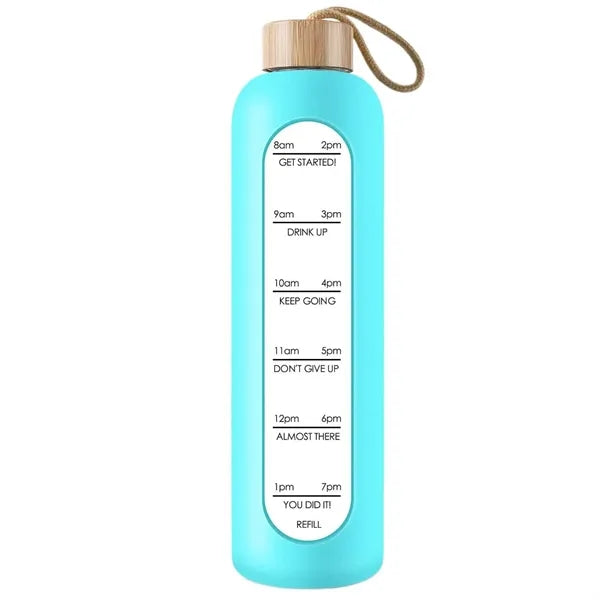 35oz Motivational Borosilicate Glass Water Bottle