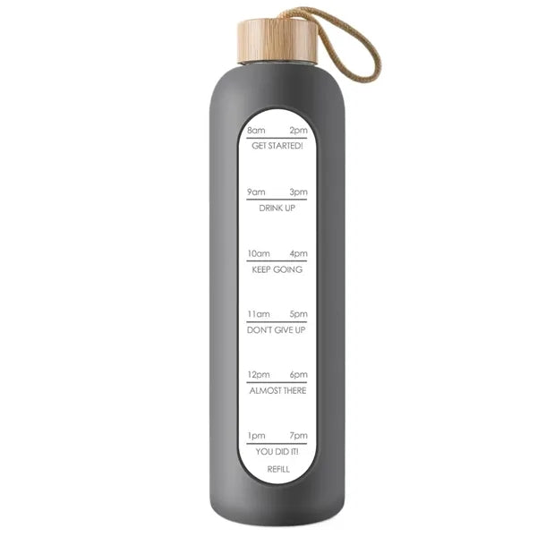 35oz Motivational Borosilicate Glass Water Bottle