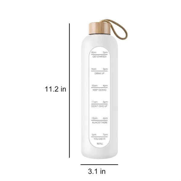 35oz Motivational Borosilicate Glass Water Bottle