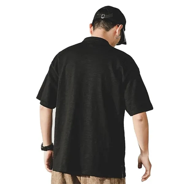 Men's Summer Cotton Blend Henley T-Shirt