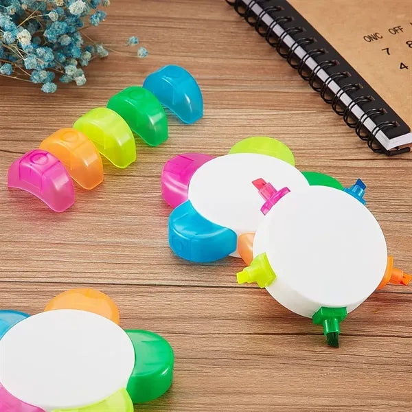 5 Colors Flower Shape Fluorescent Highlighter Marker