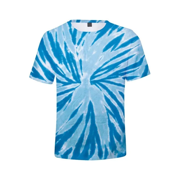 Tie Dye Polyester Round Neck T-Shirt
