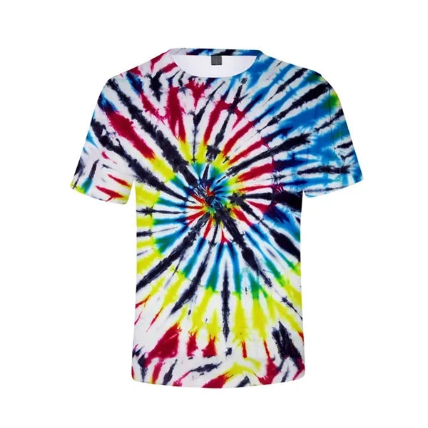 Tie Dye Polyester Round Neck T-Shirt
