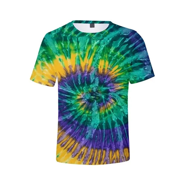 Tie Dye Polyester Round Neck T-Shirt