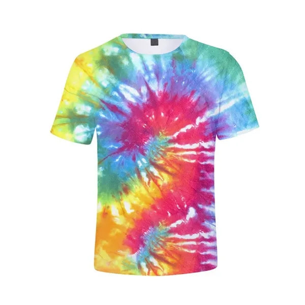 Tie Dye Polyester Round Neck T-Shirt