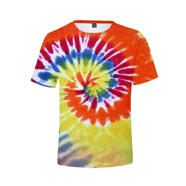 Tie Dye Polyester Round Neck T-Shirt