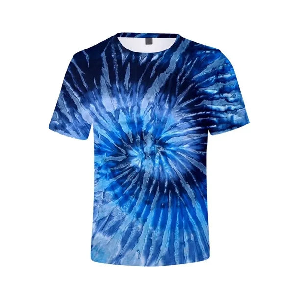 Tie Dye Polyester Round Neck T-Shirt