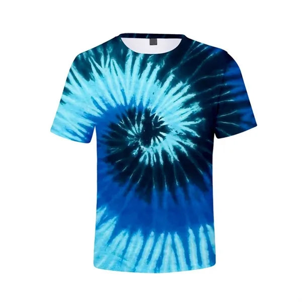 Tie Dye Polyester Round Neck T-Shirt