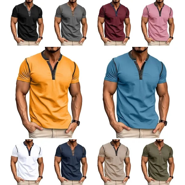 Men's Henry Crew Neck Color Block T