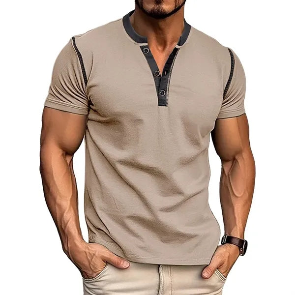 Men's Henry Crew Neck Color Block T
