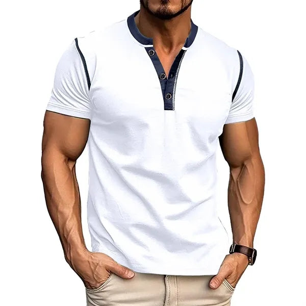 Men's Henry Crew Neck Color Block T