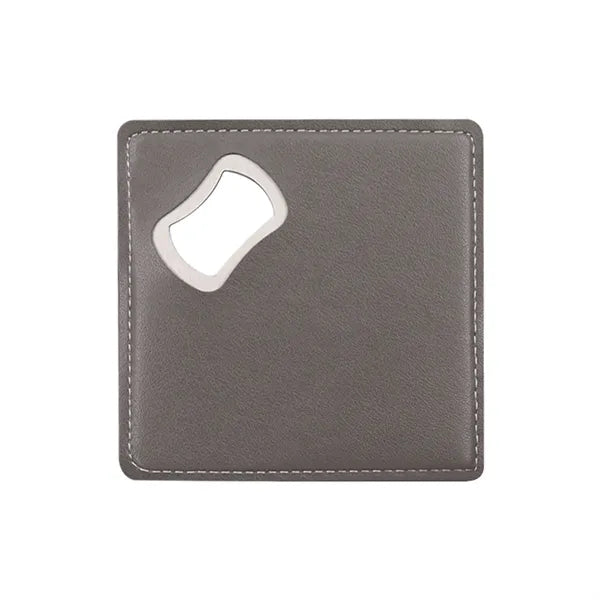 2 in 1 Square Vegan Leather Bottle Opener Coaster