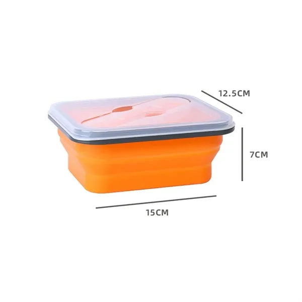 Foldable Silicone Lunch Box with Utensil Set