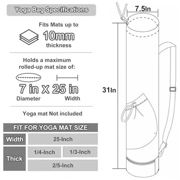 Yoga Mat Bag with Water Bottle Pocket