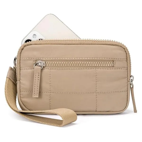 Wristlet Wallets for Women Nylon Quilted White