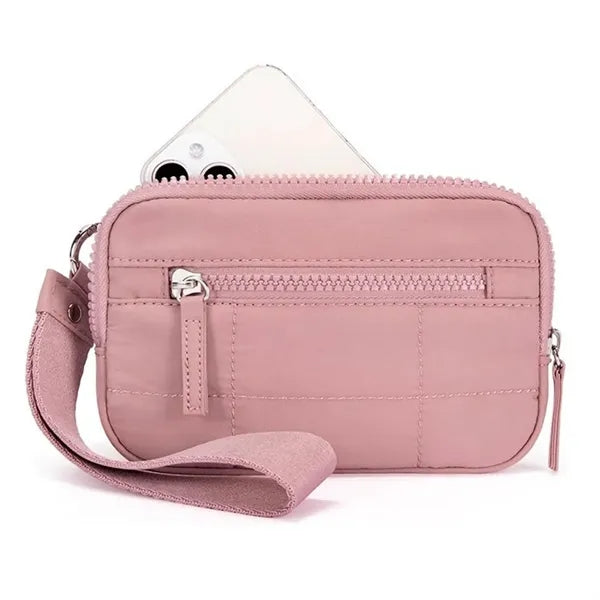 Wristlet Wallets for Women Nylon Quilted White