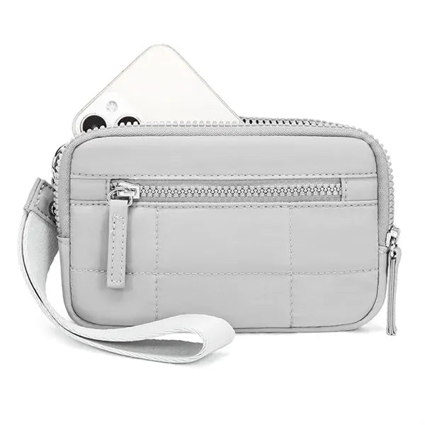 Wristlet Wallets for Women Nylon Quilted White