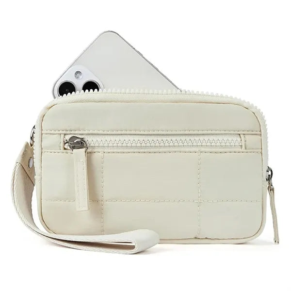 Wristlet Wallets for Women Nylon Quilted White