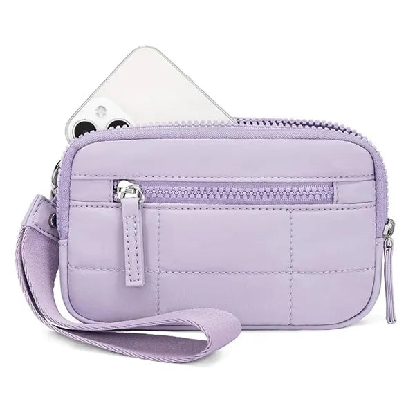 Wristlet Wallets for Women Nylon Quilted White