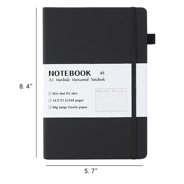 A5 Size PU Leather Notebook with Strap & Pen Loop
